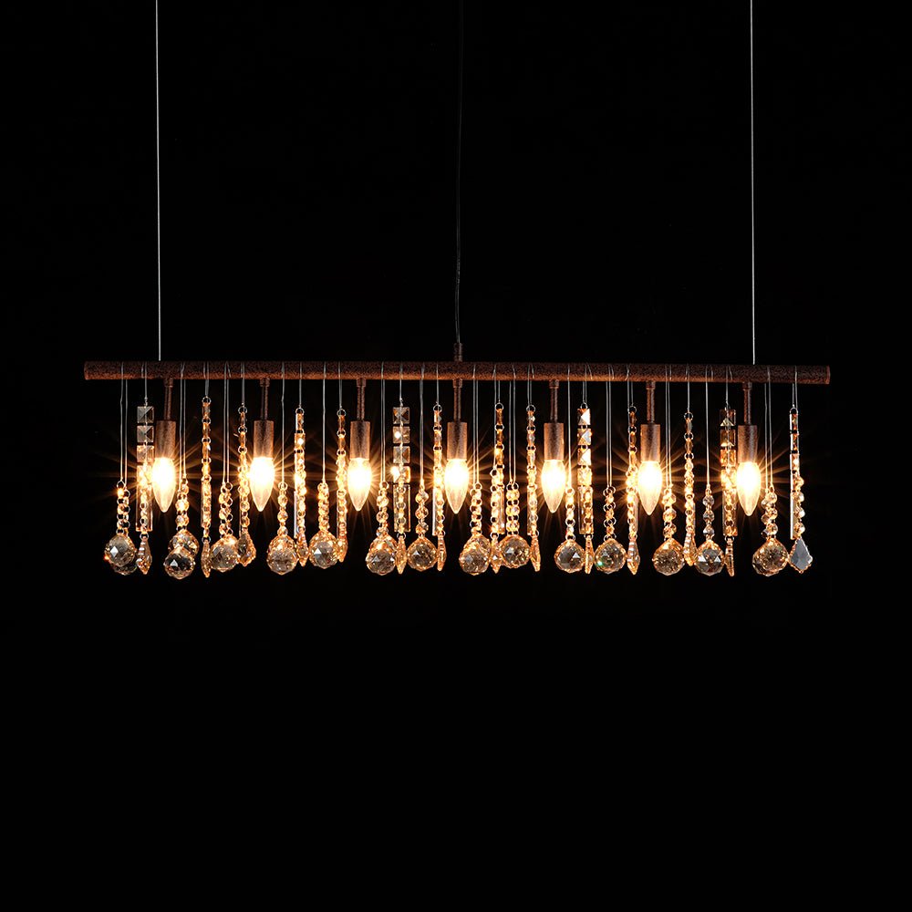 Italy Vintage Luxe Draped Amber Crystal Linear Chandelier