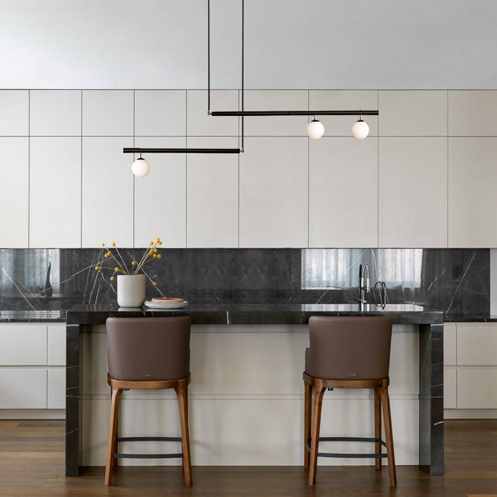 Kitchen Island Glass Globe Linear Chandelier