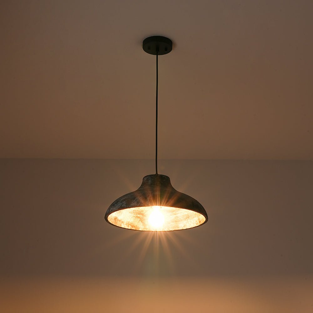 Limed Style Dome Distressed Wooden Single Pendant