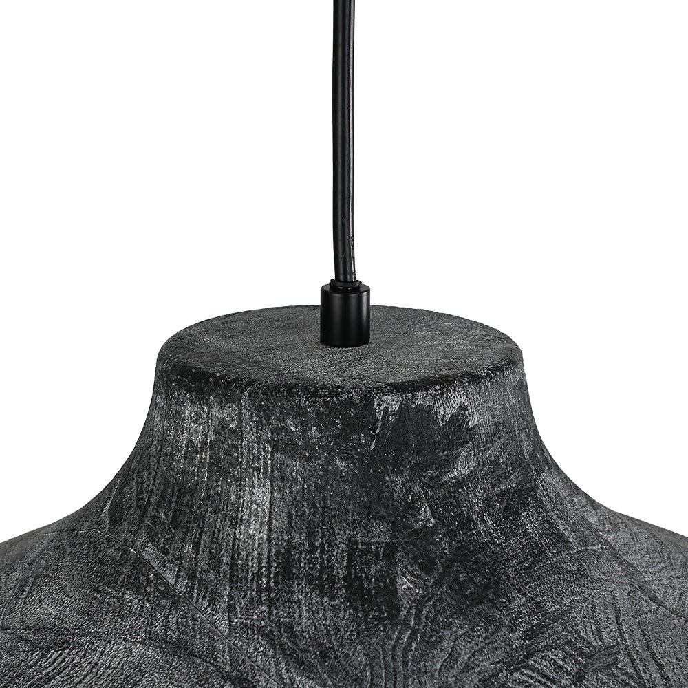Limed Style Dome Distressed Wooden Single Pendant