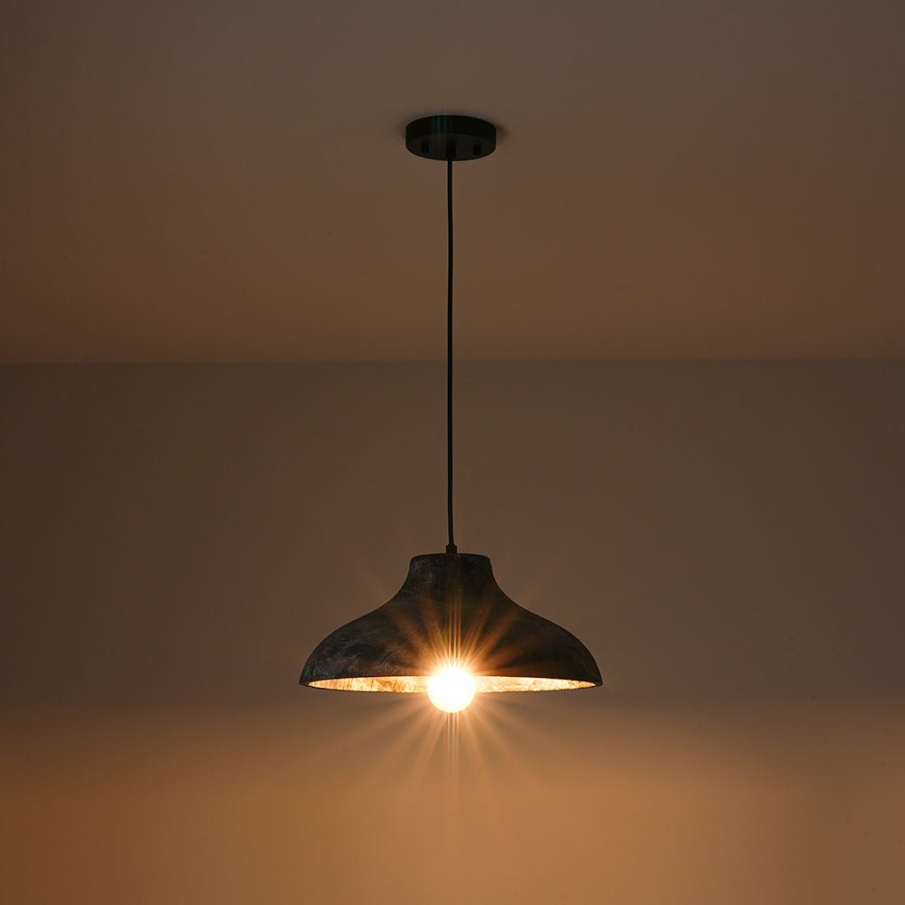 Limed Style Dome Distressed Wooden Single Pendant