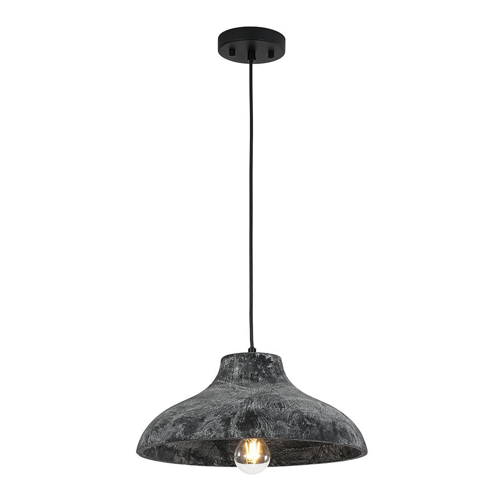 Limed Style Dome Distressed Wooden Single Pendant