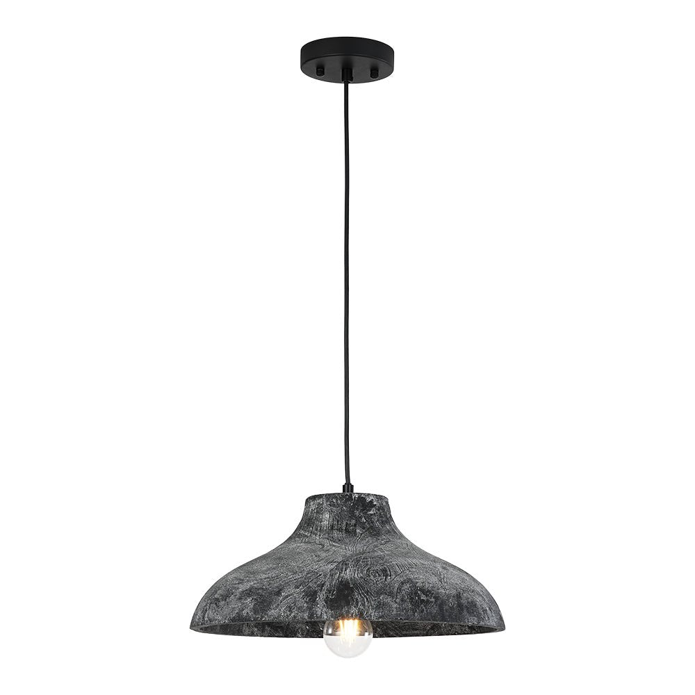 Limed Style Dome Distressed Wooden Single Pendant