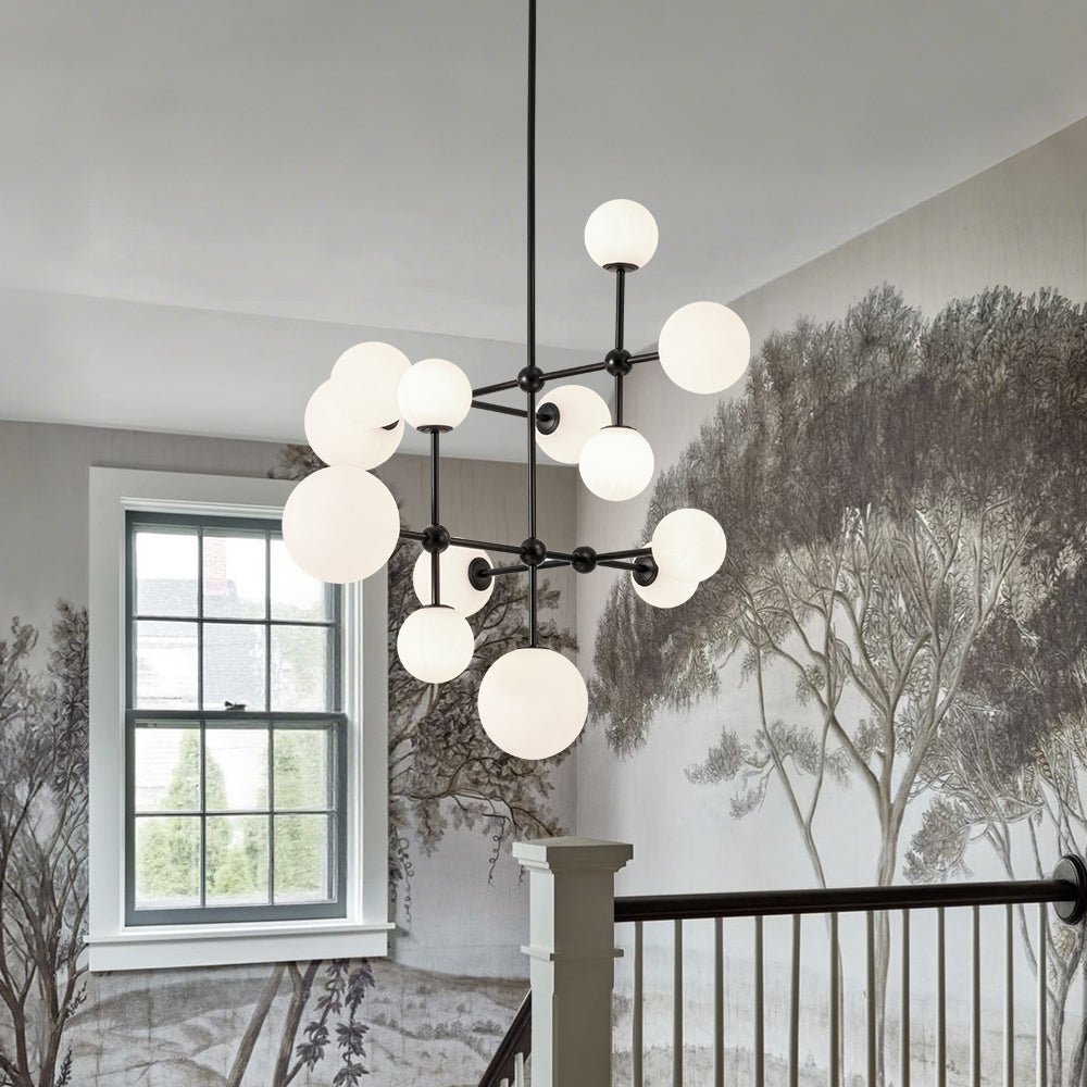 Luminous Opal Glass Globe Geometric Bubble Chandelier