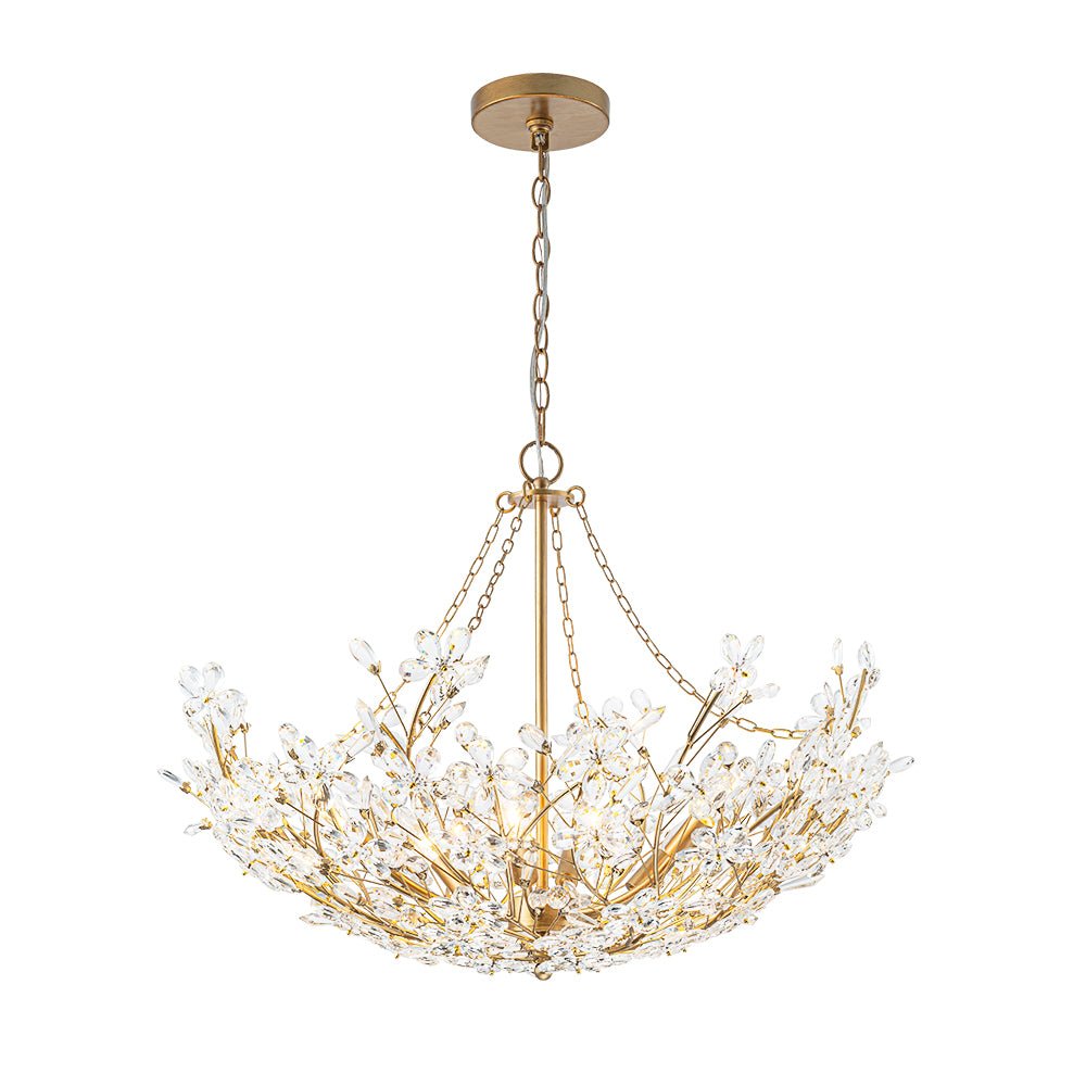 (OpenBox) Luxe Gold Crystal Blossom Floral Basket Chandelier