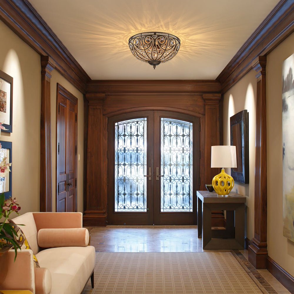 Luxe Moroccan Antique Bronze Crystal Ceiling Light
