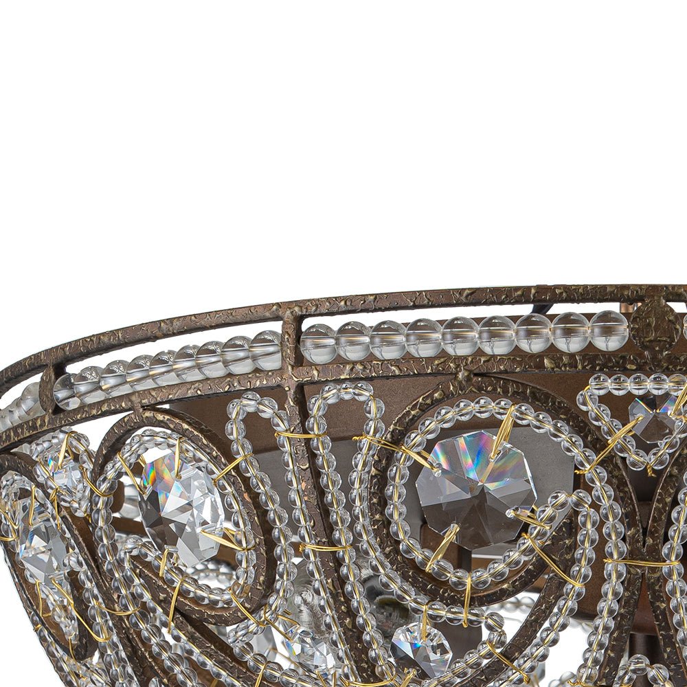 Luxe Moroccan Antique Bronze Crystal Ceiling Light