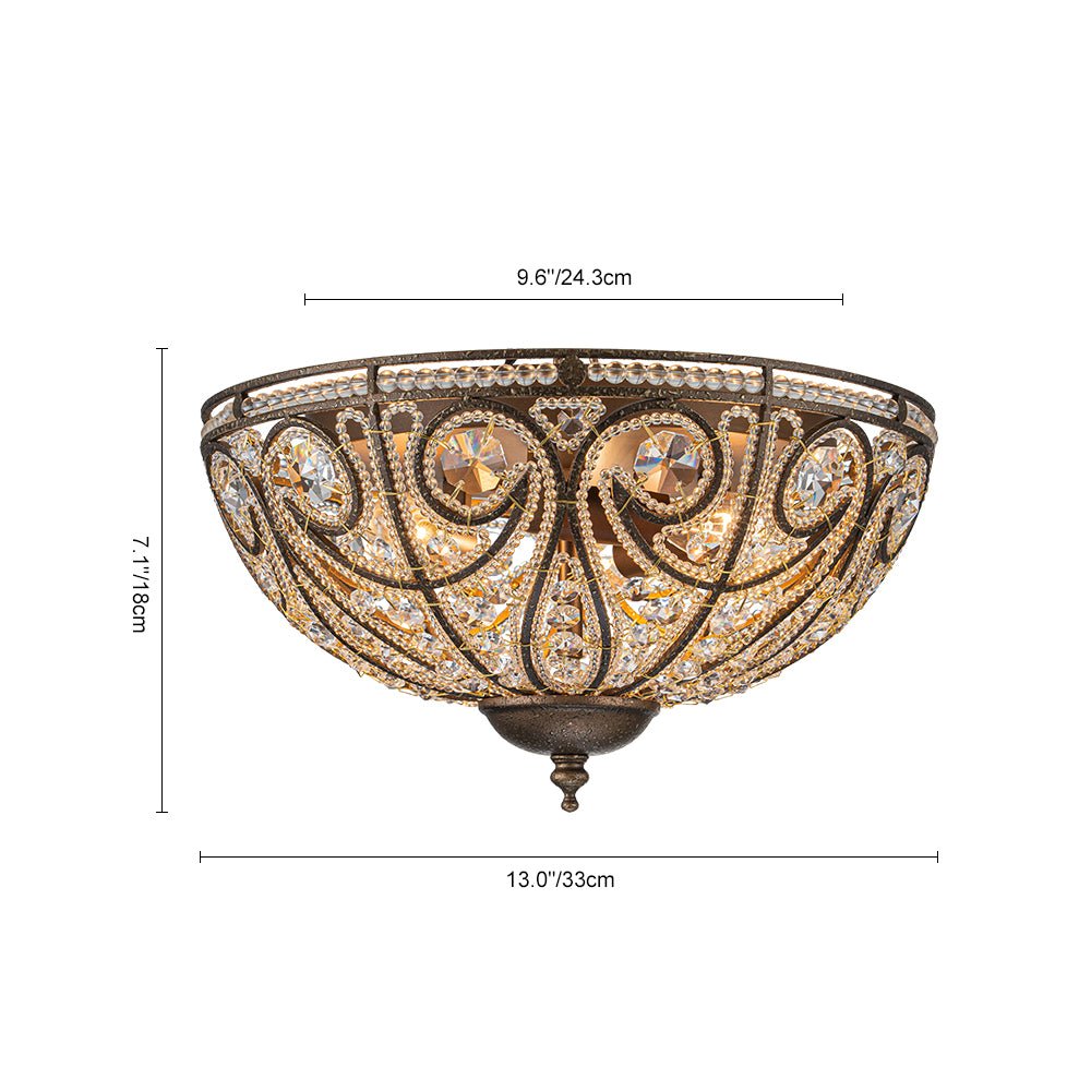 Luxe Moroccan Antique Bronze Crystal Ceiling Light