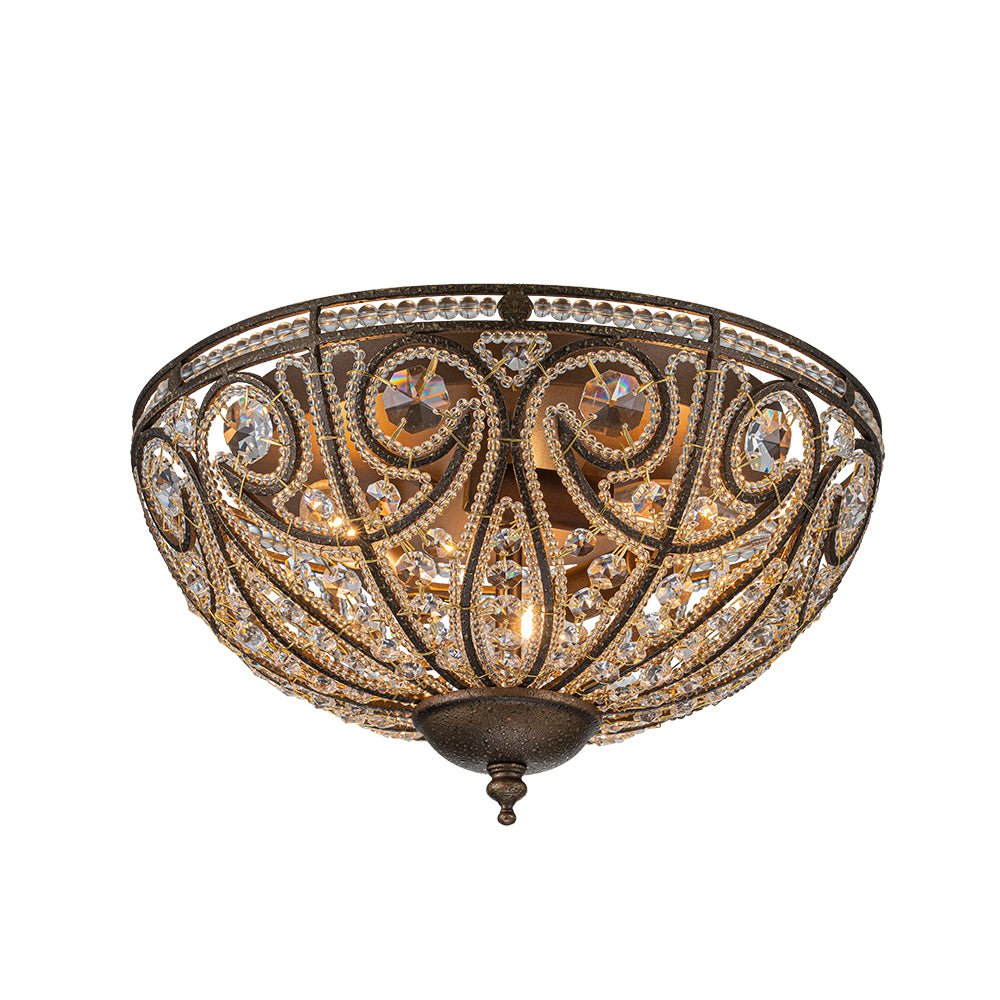 Luxe Moroccan Antique Bronze Crystal Ceiling Light