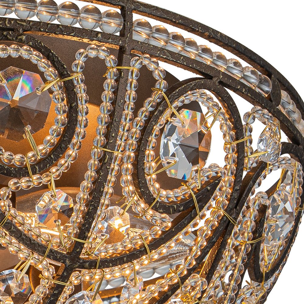 Luxe Moroccan Antique Bronze Crystal Ceiling Light