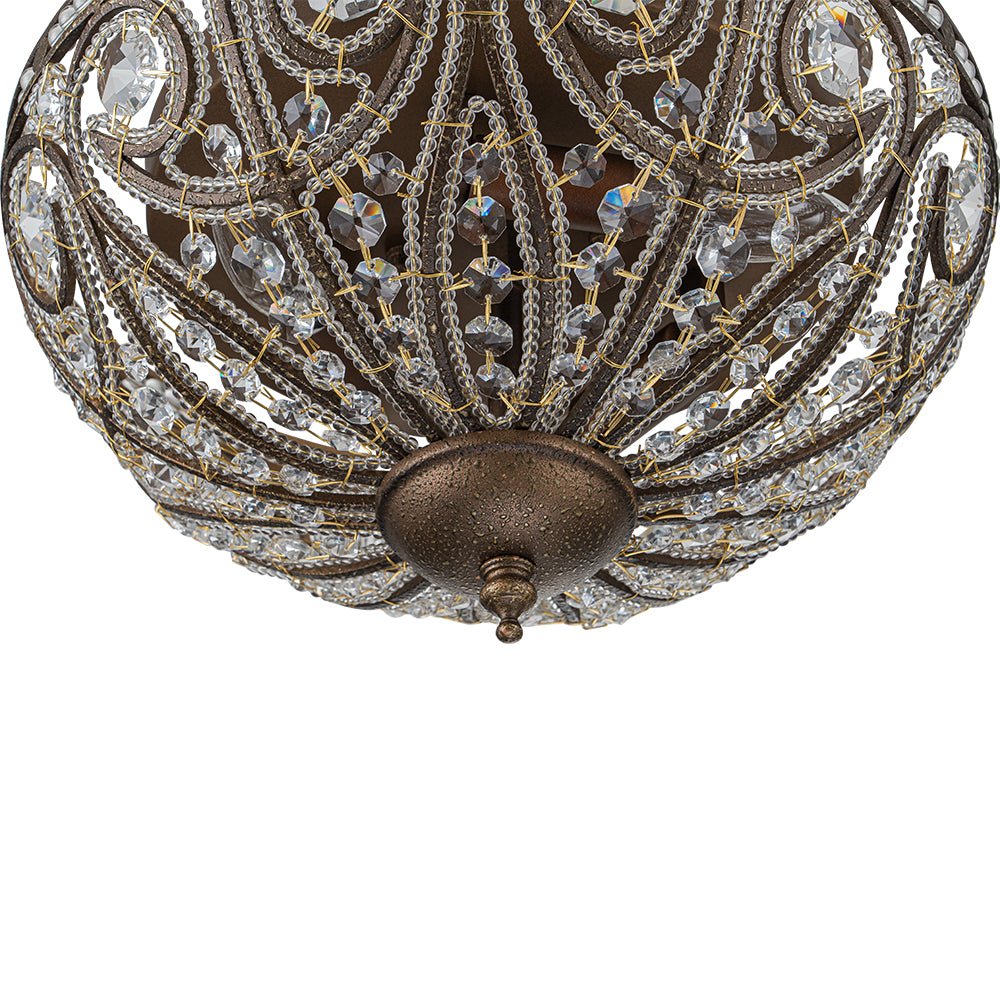 Luxe Moroccan Antique Bronze Crystal Ceiling Light
