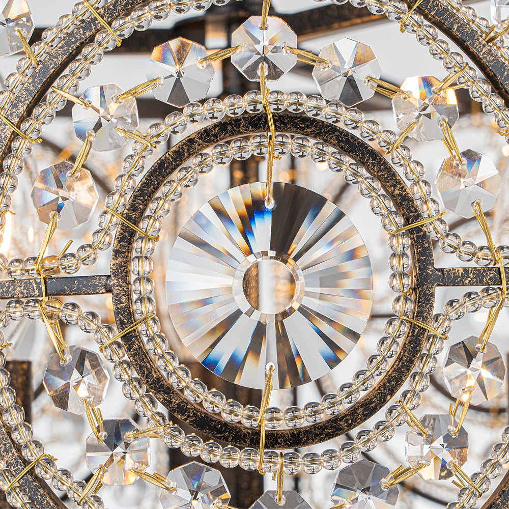Luxe Moroccan Antique Crystal Drum Semi Flush Mount