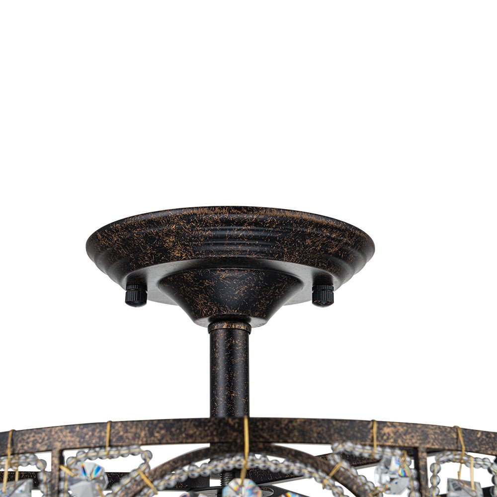 Luxe Moroccan Antique Crystal Drum Semi Flush Mount