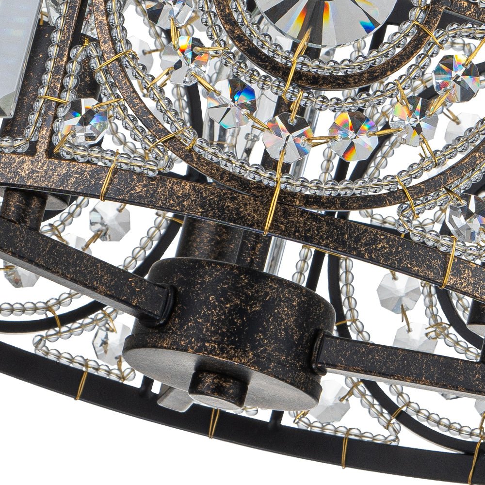 Luxe Moroccan Antique Crystal Drum Semi Flush Mount