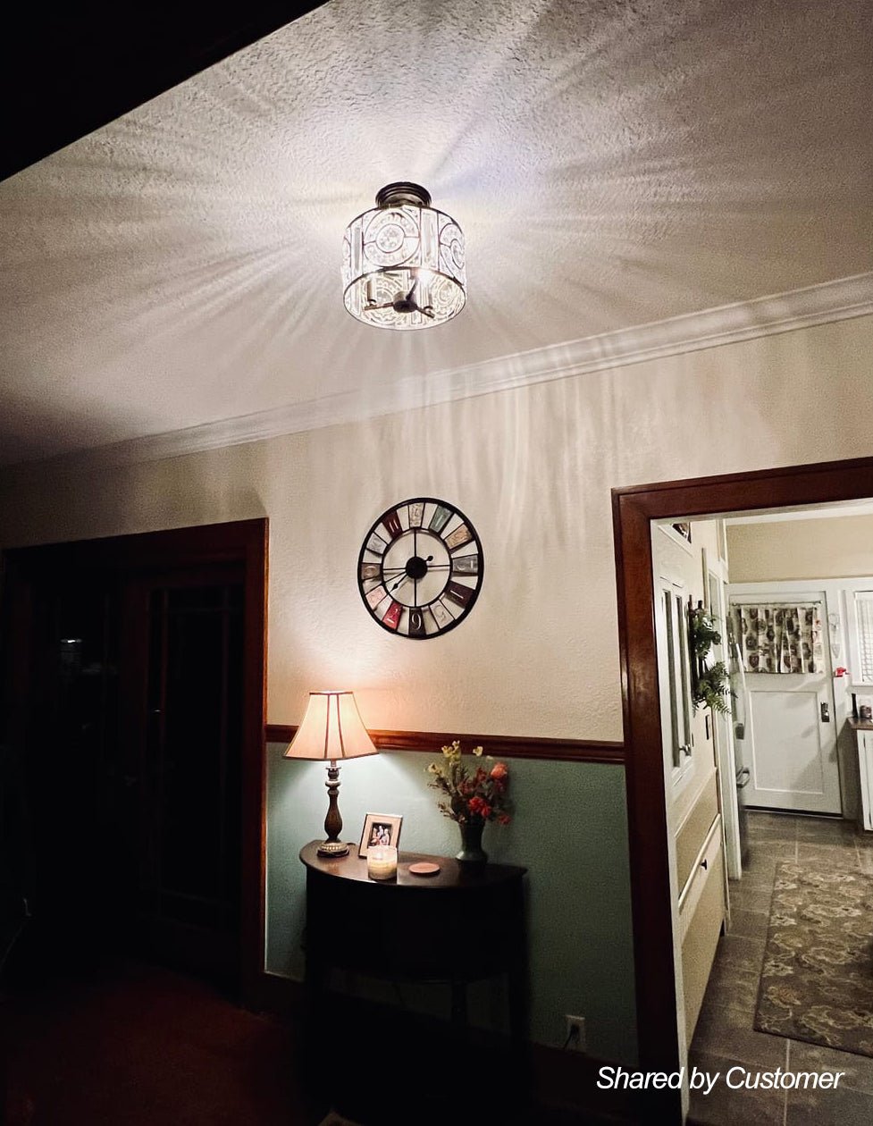 Luxe Moroccan Antique Crystal Drum Semi Flush Mount