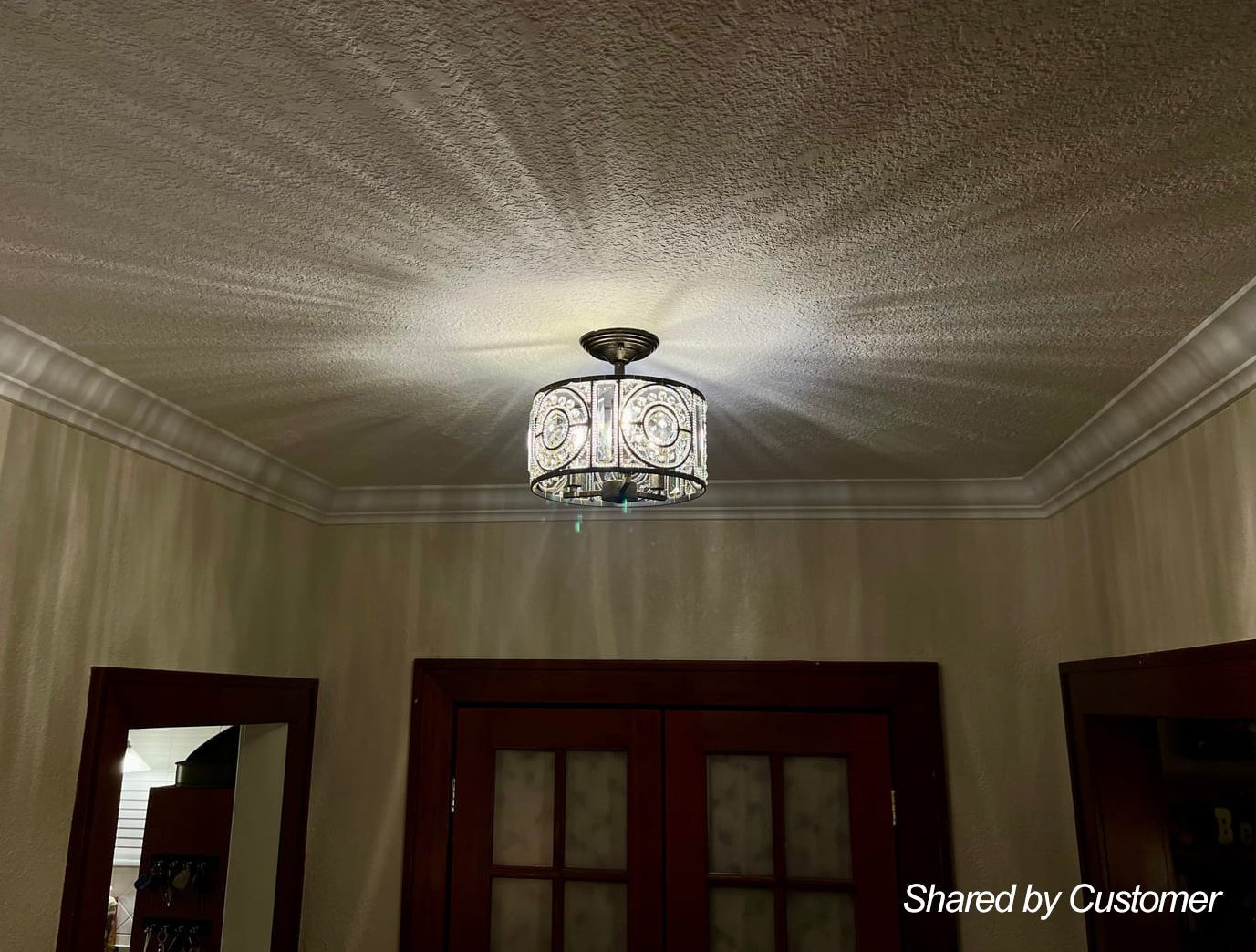 Luxe Moroccan Antique Crystal Drum Semi Flush Mount