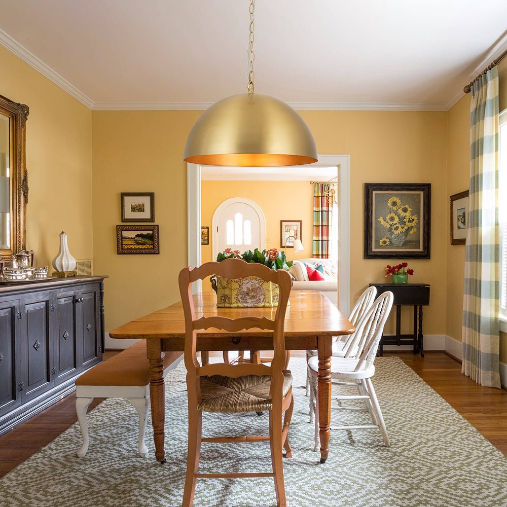 Luxe Oversized Brushed Brass Iron Large Dome Pendant Light