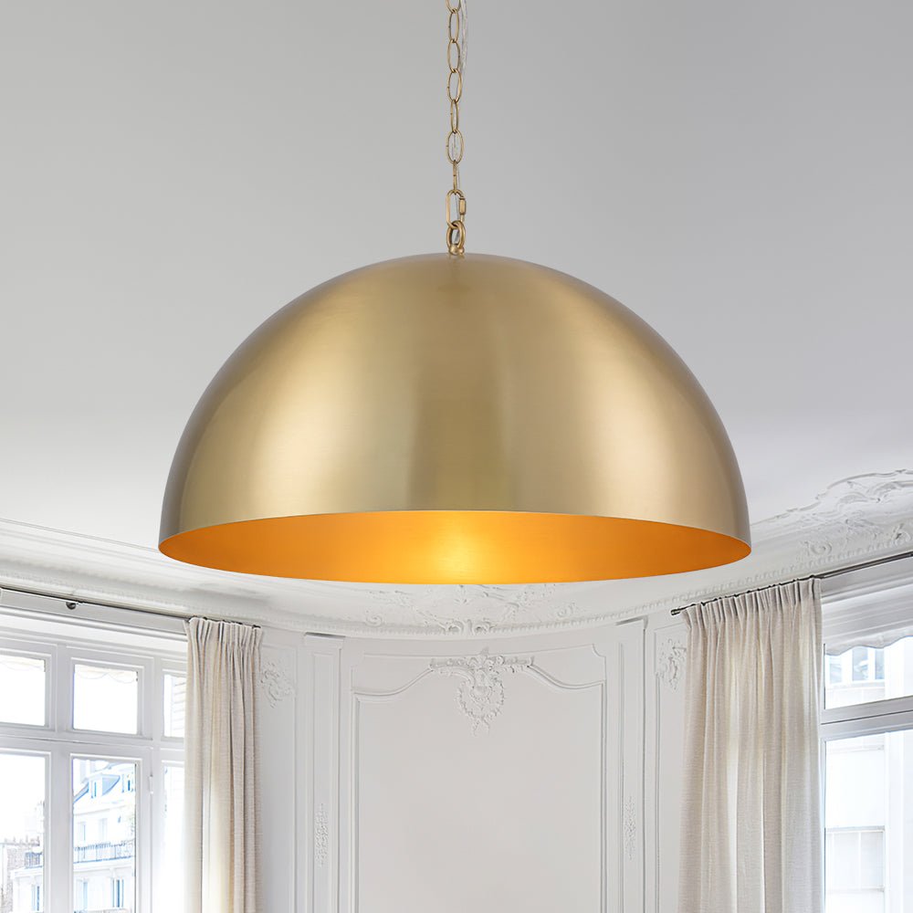 Luxe Oversized Brushed Brass Iron Large Dome Pendant Light