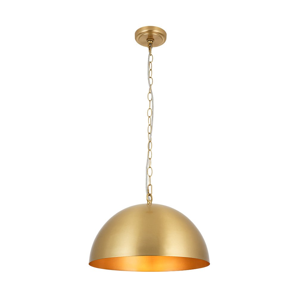 Luxe Oversized Brushed Brass Iron Large Dome Pendant Light