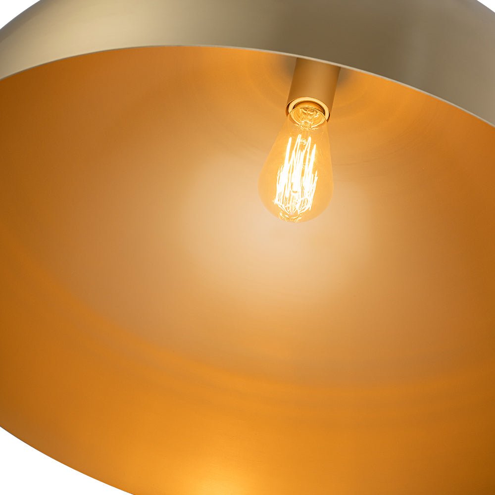 Luxe Oversized Brushed Brass Iron Large Dome Pendant Light