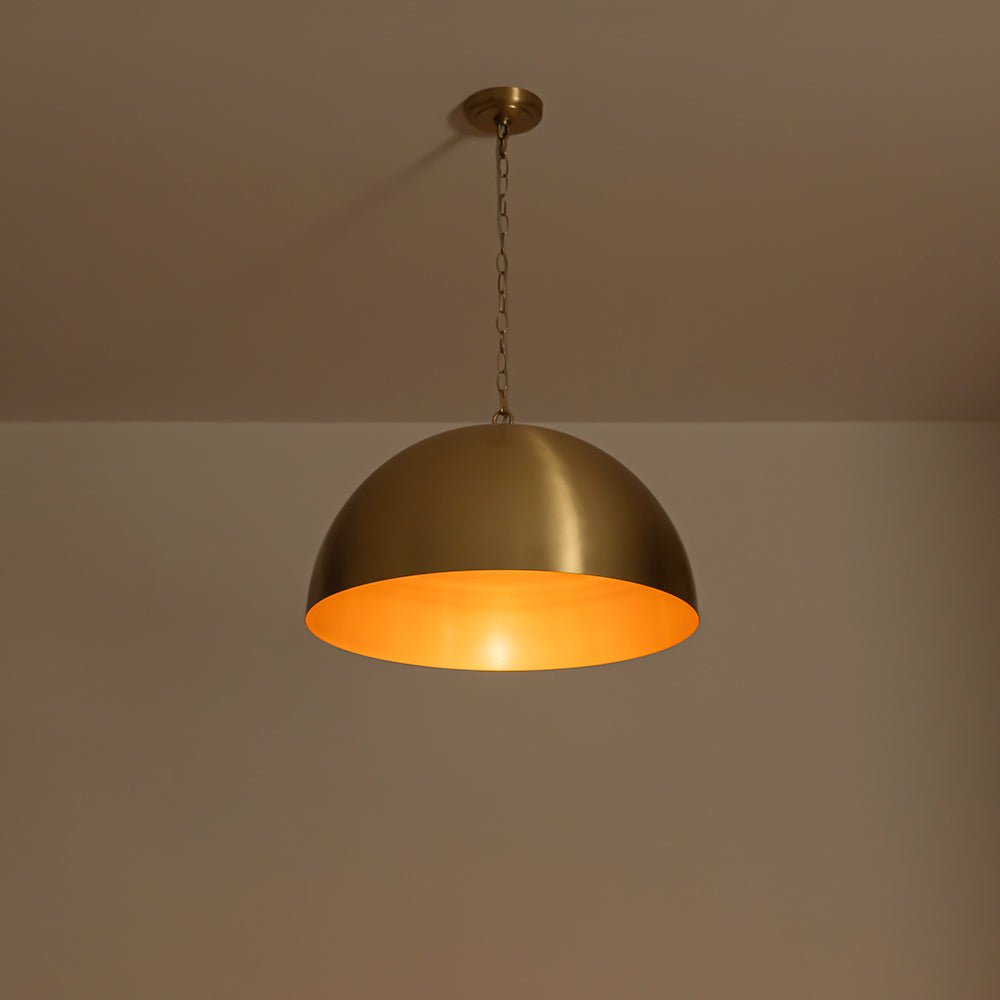 Luxe Oversized Brushed Brass Iron Large Dome Pendant Light