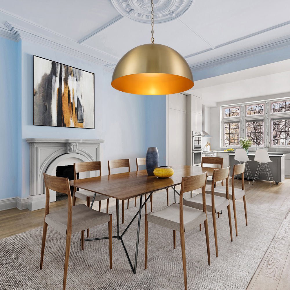 Luxe Oversized Brushed Brass Iron Large Dome Pendant Light