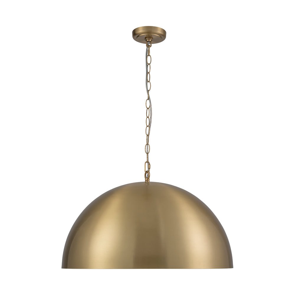 Luxe Oversized Brushed Brass Iron Large Dome Pendant Light