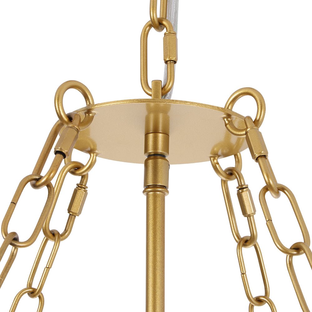 Luxe Sculpture Bloom Glass Floral Brass Basket Chandelier