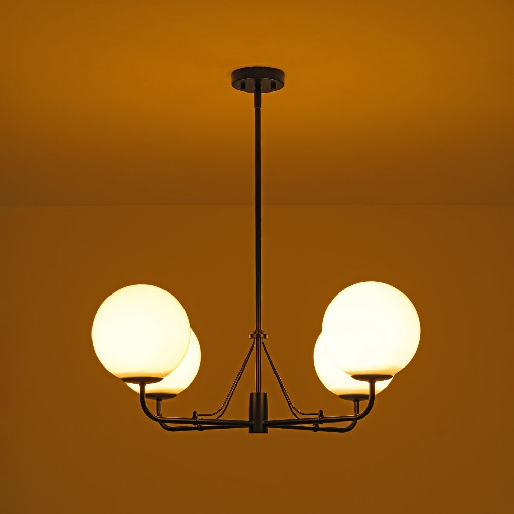 Luxury 4-Light Shine Opal Glass Globe Sputnik Chandelier