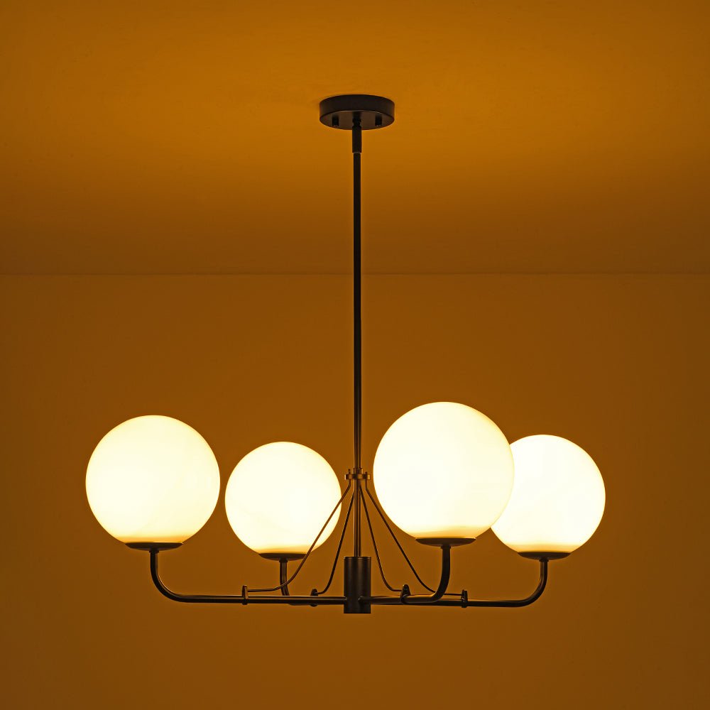 Luxury 4-Light Shine Opal Glass Globe Sputnik Chandelier