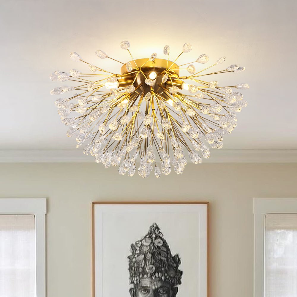 (OpenBox) Luxury Bloom Dandelion Crystal Semi Flush Mount