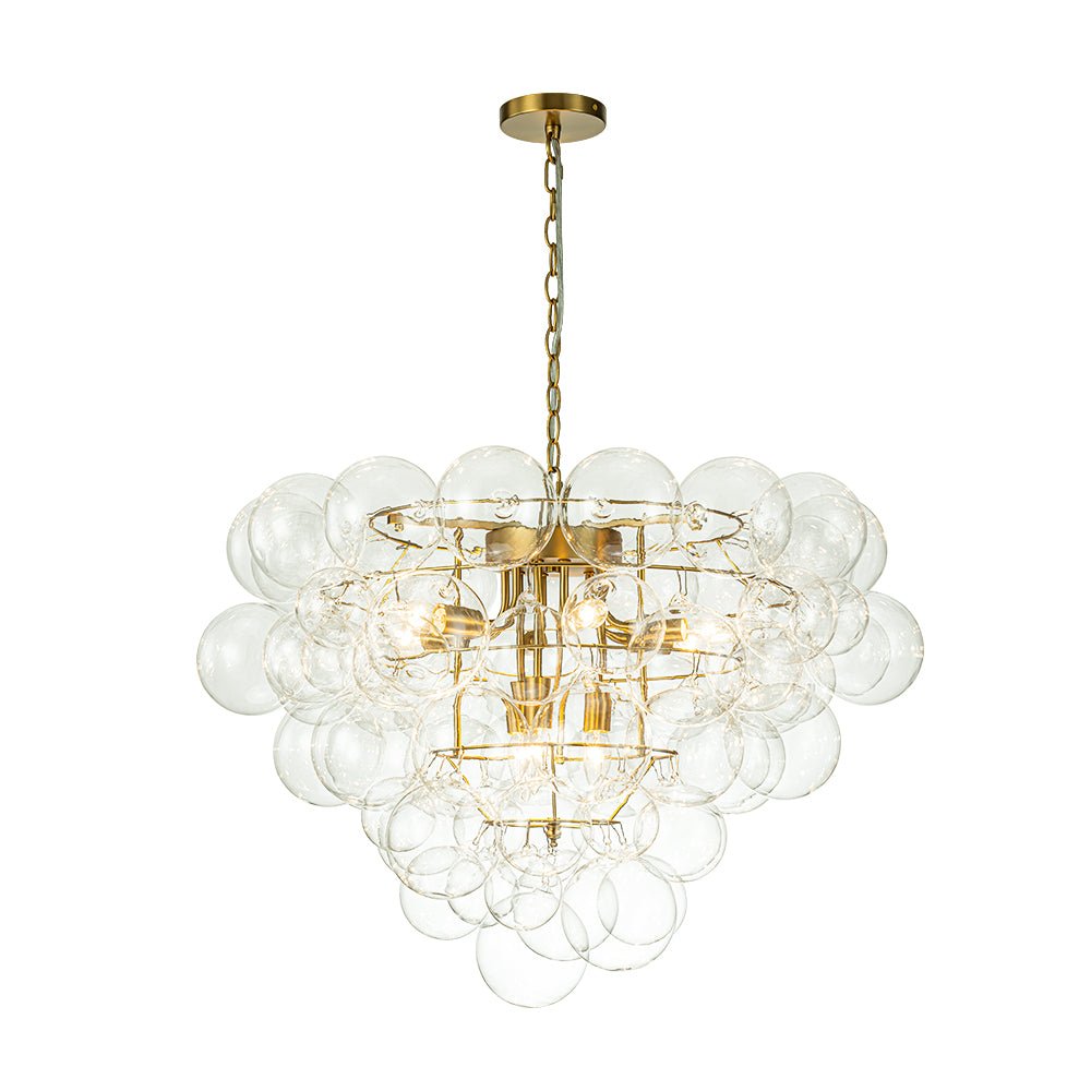 Luxury Brass Cluster Clear Glass Globe Bubble Chandelier