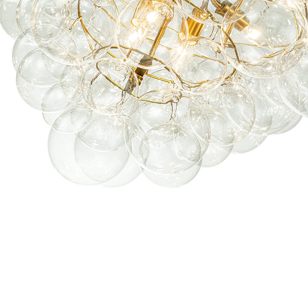Luxury Brass Cluster Clear Glass Globe Bubble Chandelier