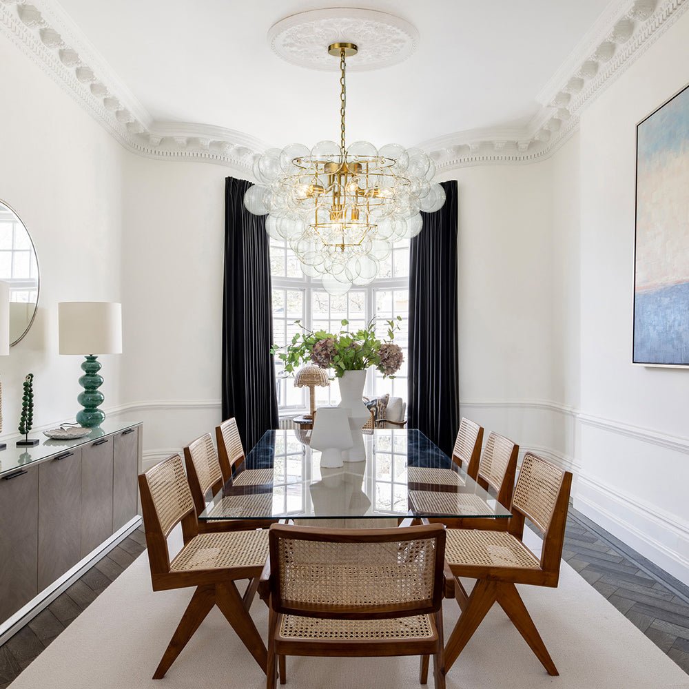 Luxury Brass Cluster Clear Glass Globe Bubble Chandelier