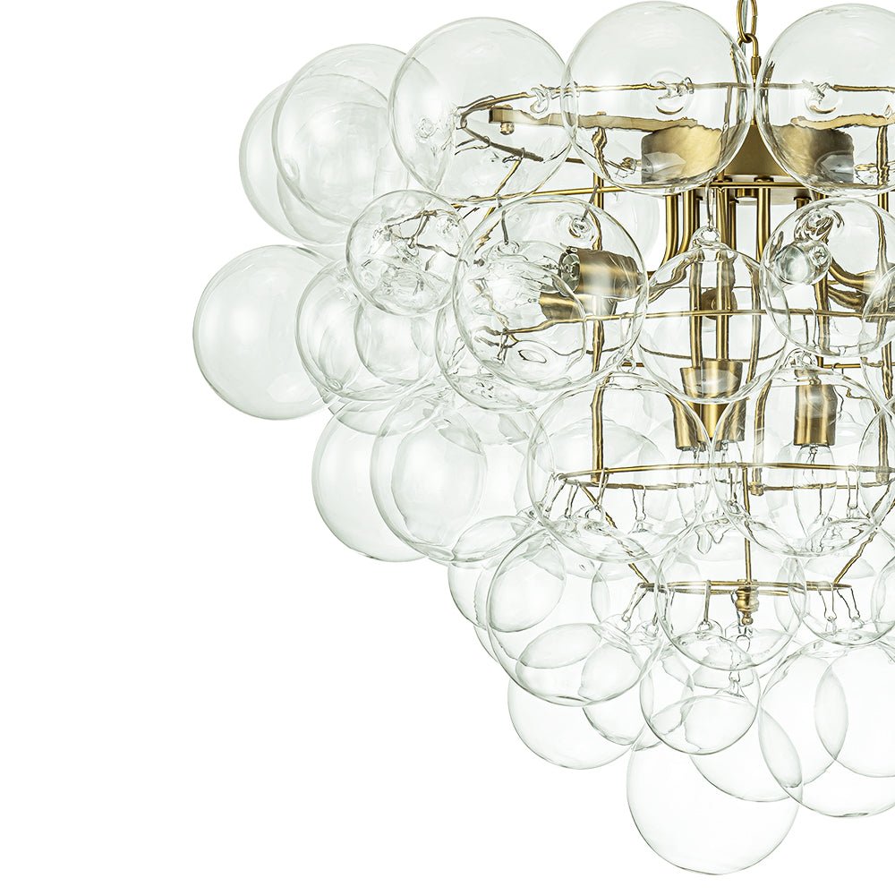 Luxury Brass Cluster Clear Glass Globe Bubble Chandelier