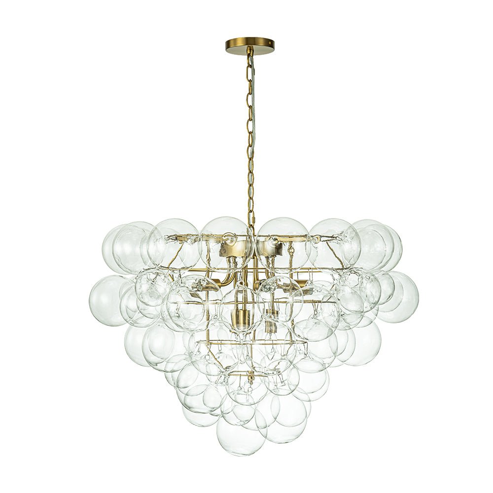 Luxury Brass Cluster Clear Glass Globe Bubble Chandelier