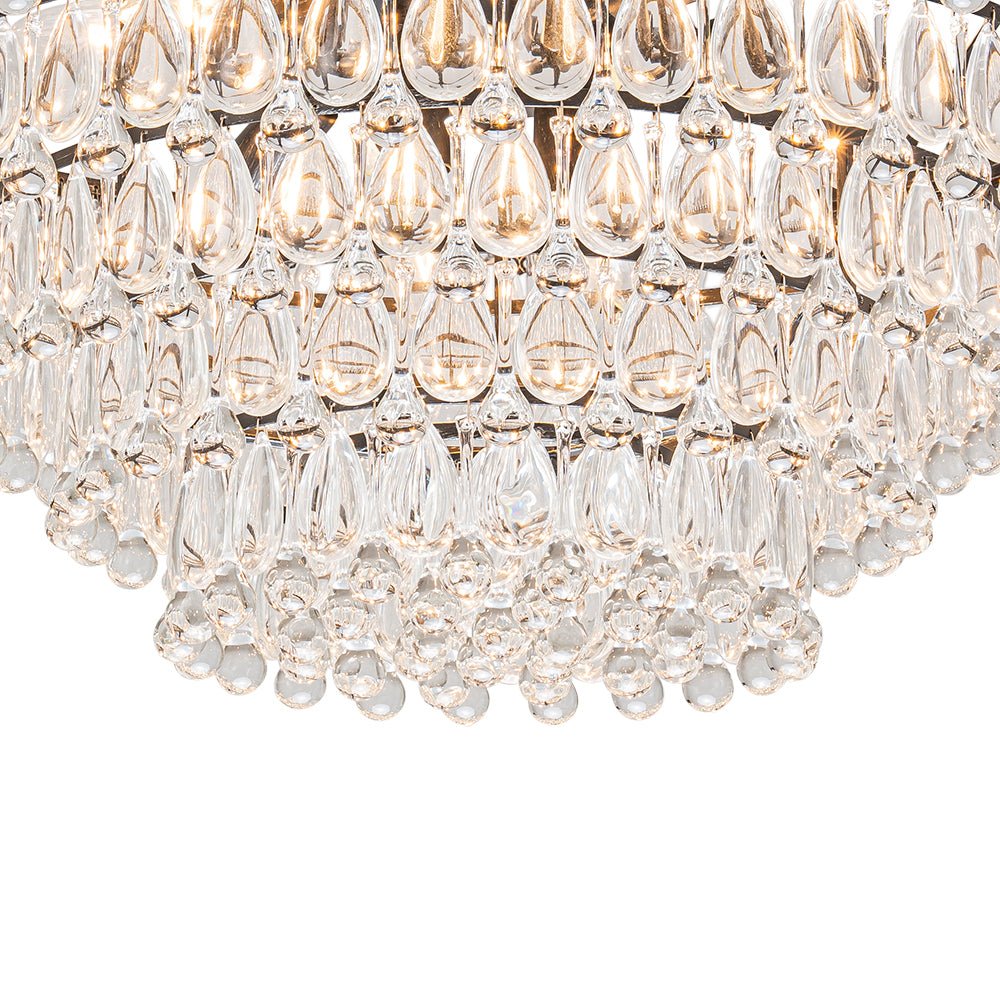 Luxury Glam Tiered Crystal Raindrop Round Chandelier