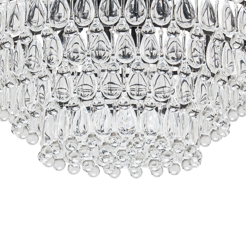 Luxury Glam Tiered Crystal Raindrop Round Chandelier