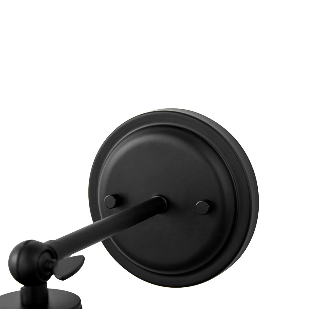 Mid-Century 1-Light Black Brass Metal Dome Wall Sconce