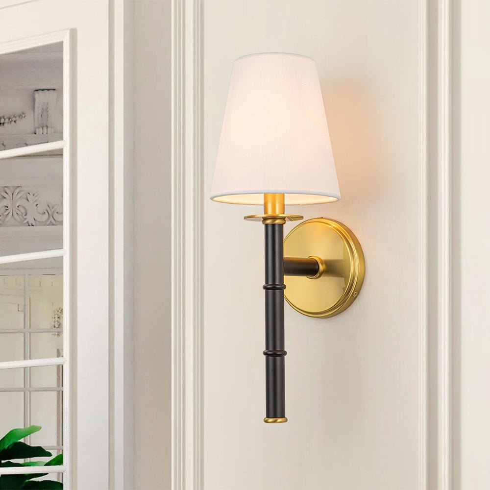 Mid-Century 1-light Cone Linen Shade Wall Sconce