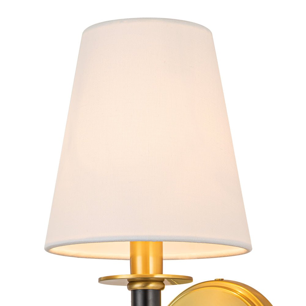Mid-Century 1-light Cone Linen Shade Wall Sconce