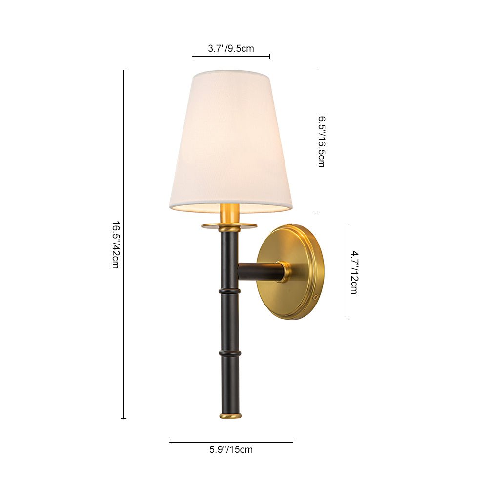 Mid-Century 1-light Cone Linen Shade Wall Sconce