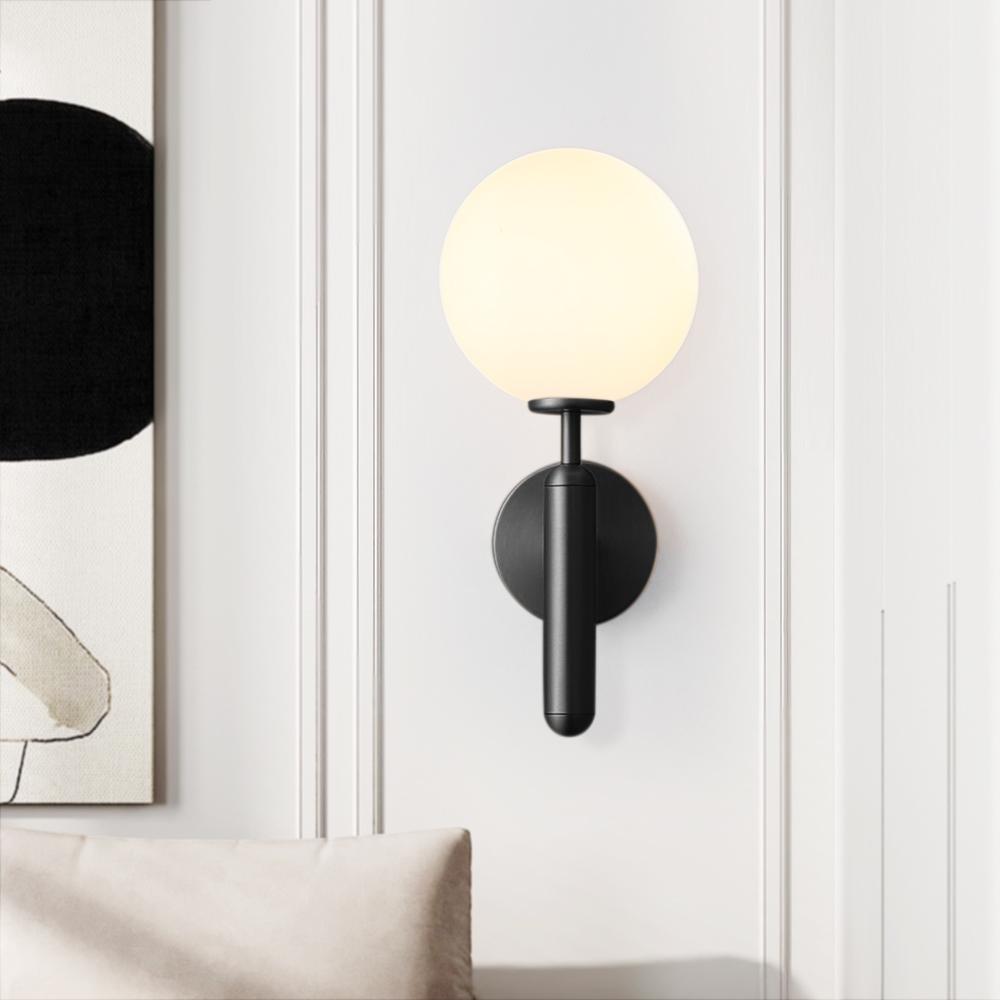 Mid-century 1-light Globe Wall Sconce