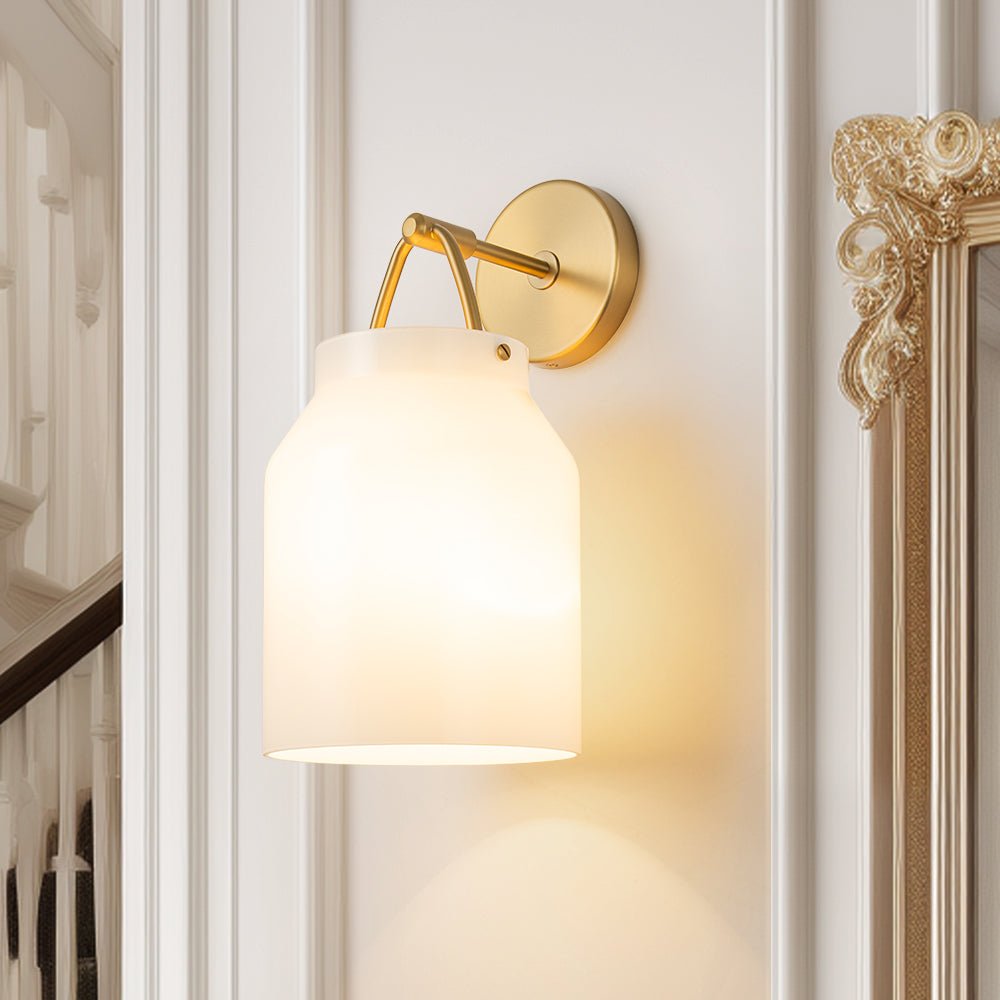 Mid-Century 1-Light Hanging Jar Shade Wall Sconce