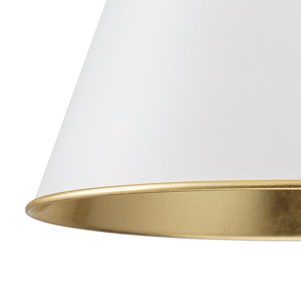 Mid-Century 1-Light White Gold Metal Conical Pendant Light