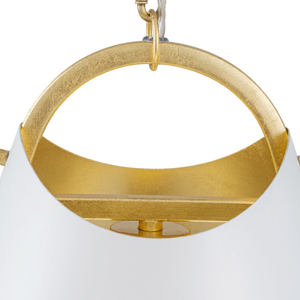 Mid-Century 1-Light White Gold Metal Conical Pendant Light