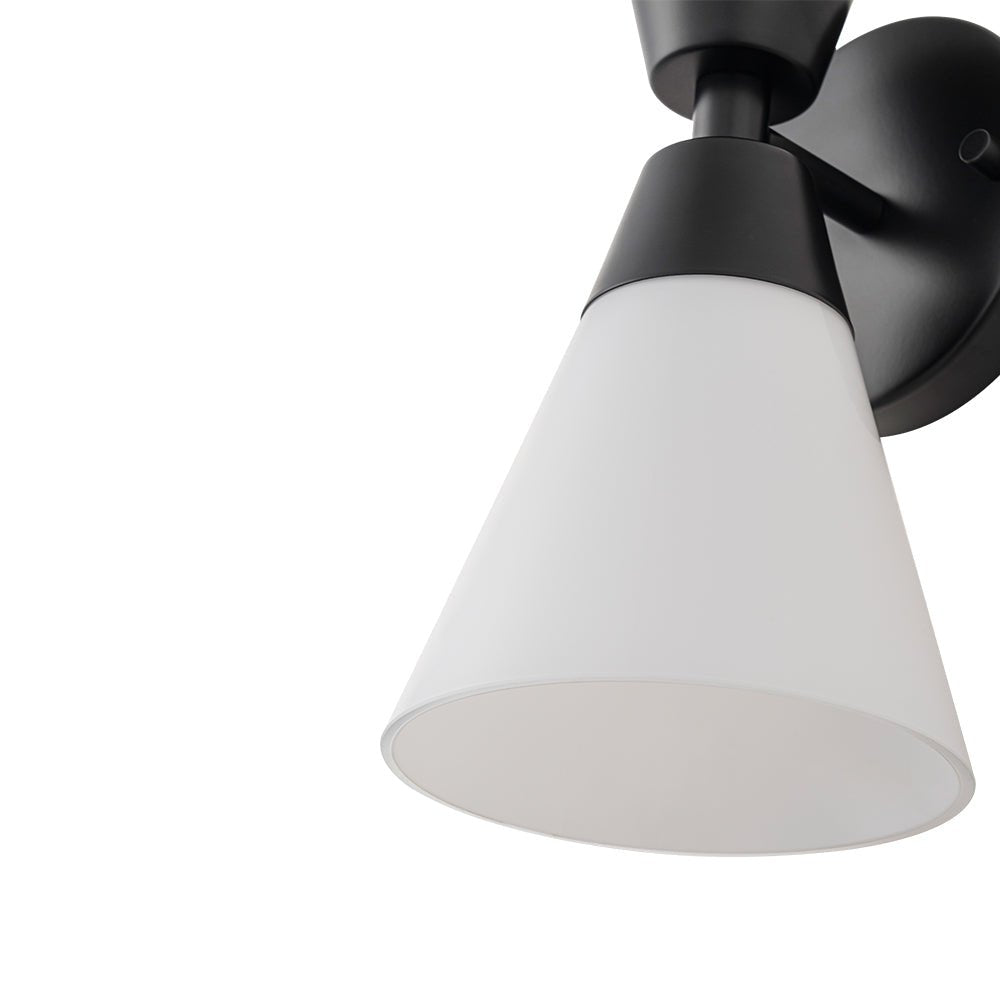 Mid-Century 2-Light Up Down Opal Glass Cone Wall Sconce