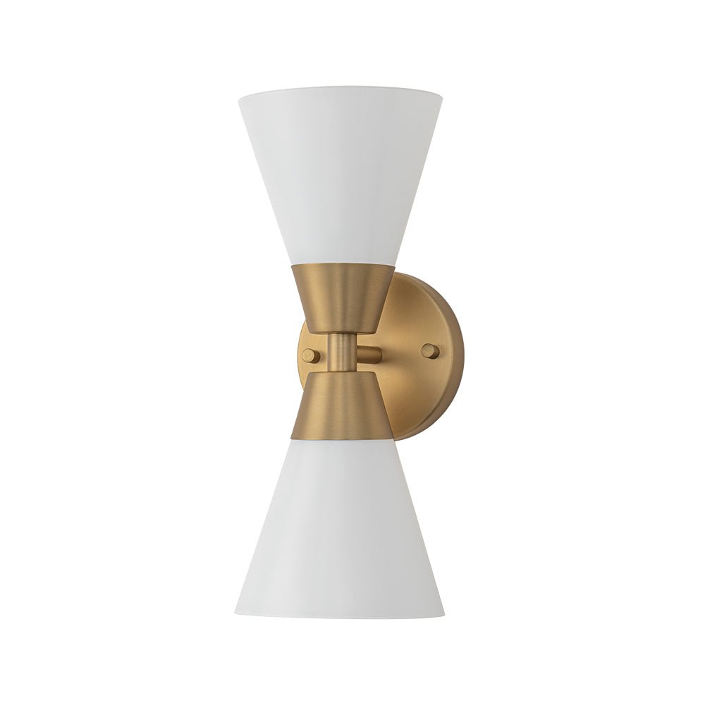 Mid-Century 2-Light Up Down Opal Glass Cone Wall Sconce