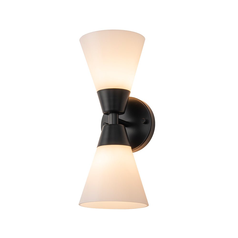 Mid-Century 2-Light Up Down Opal Glass Cone Wall Sconce