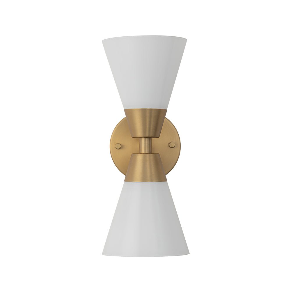 Mid-Century 2-Light Up Down Opal Glass Cone Wall Sconce